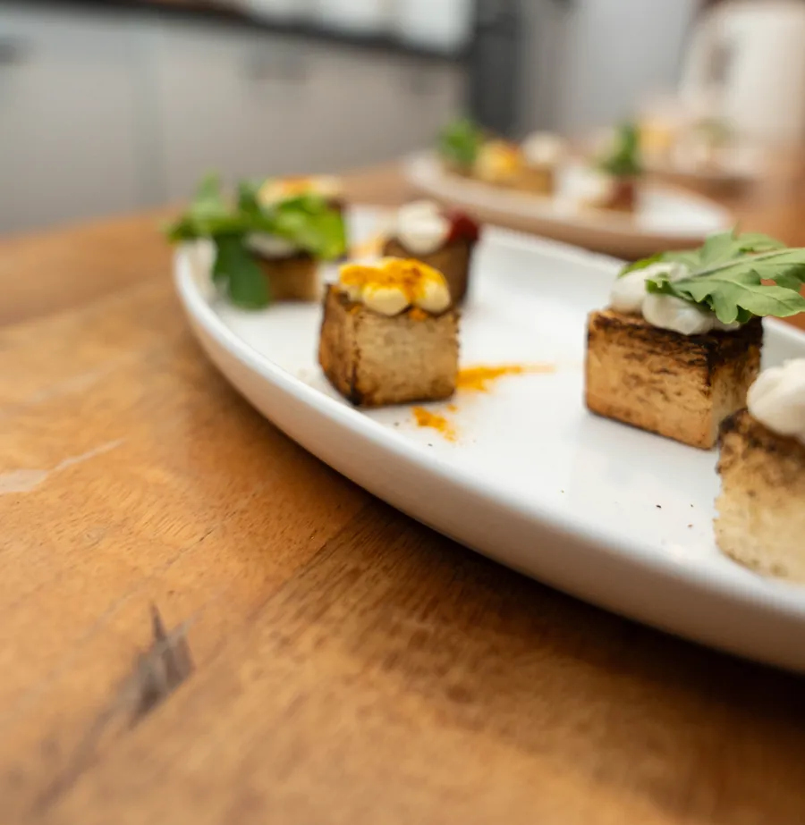 Canapés lined along the dining table