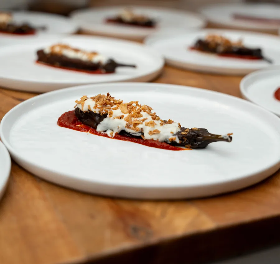 Vanilla panna cotta with strawberry sauce